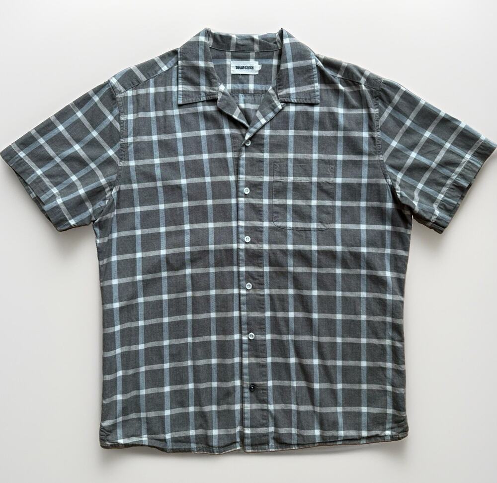 Taylor Stitch Loop Collar Shirt 42 Multicolor Check Cotton Short Sleeve New York
